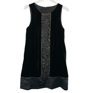 BCBGMAXAZRIA 8 Womens A Line Velvet Shift Dress Sleeveless Black